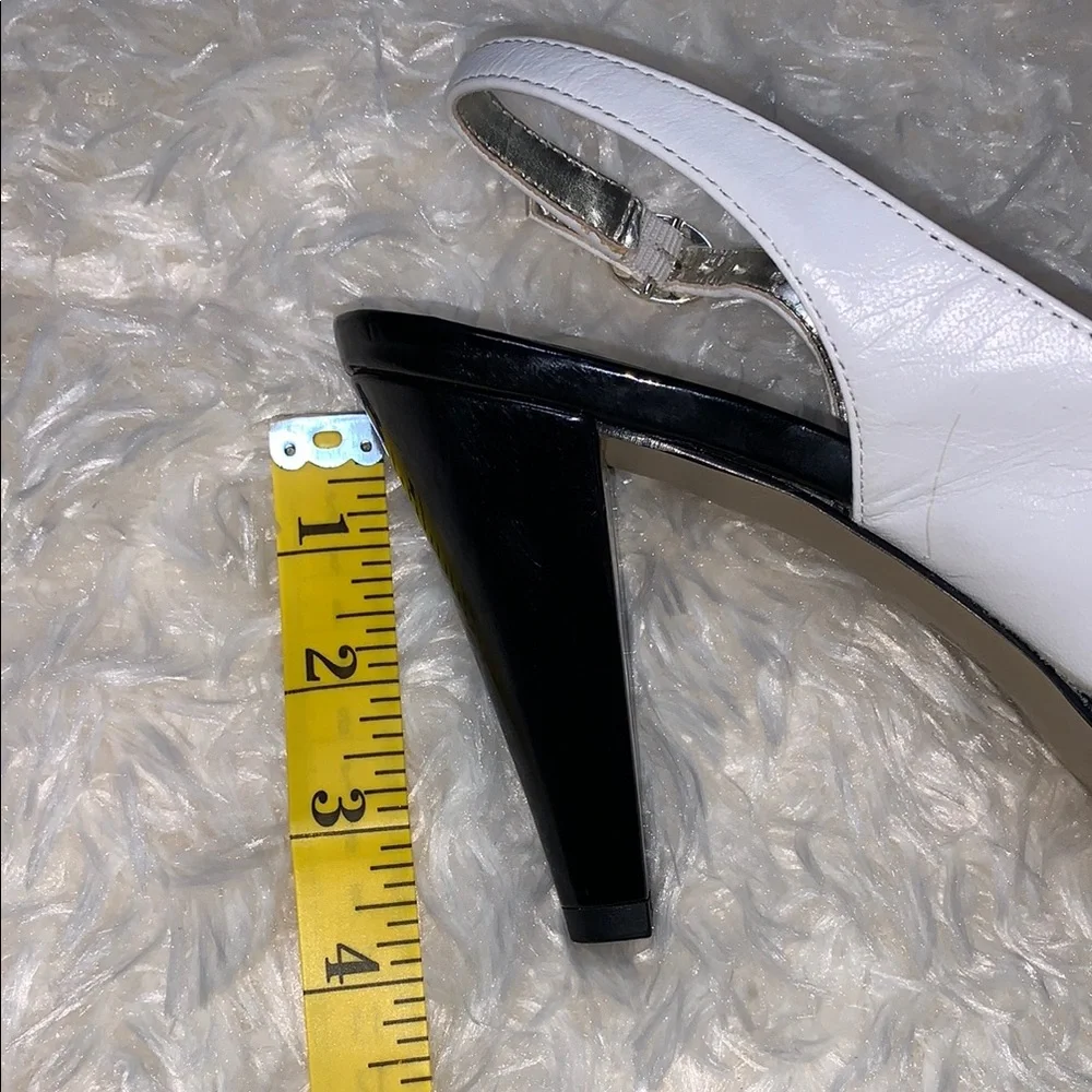 Vintage Anne Klein Black and White Peep Toe Heels - Picture 8 of 9
